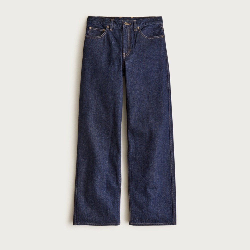 J. Crew Dark Indigo Wide-Leg Cropped Jeans - Picture 2 of 9